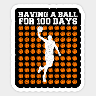 Retro 100th Day Of School, Basketball 100th Day Balls Sticker